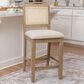 Linon Home Decor Emmy 26" Counter Stool with Natural Claudette Cane and Beige Cushion in Grey Wash, , large