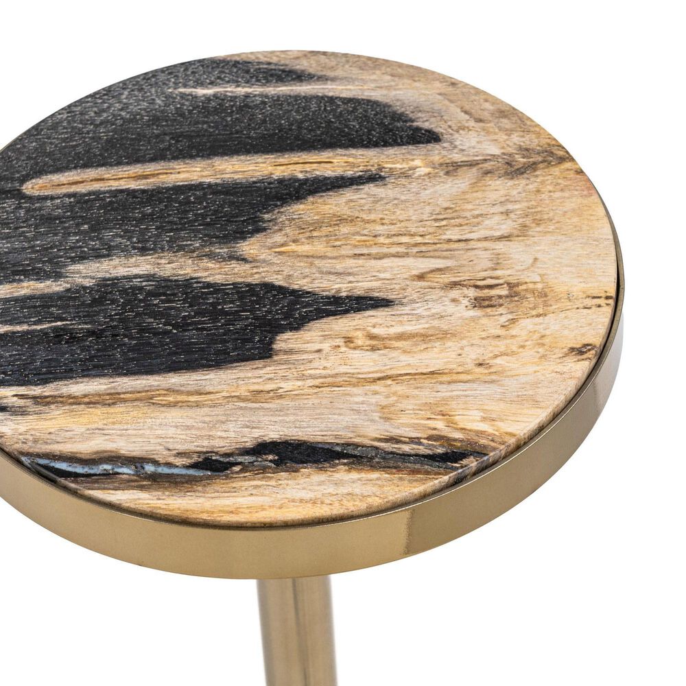 Classic Home Jordyn 12" Round Accent Table in Molten Husk and Brass, , large