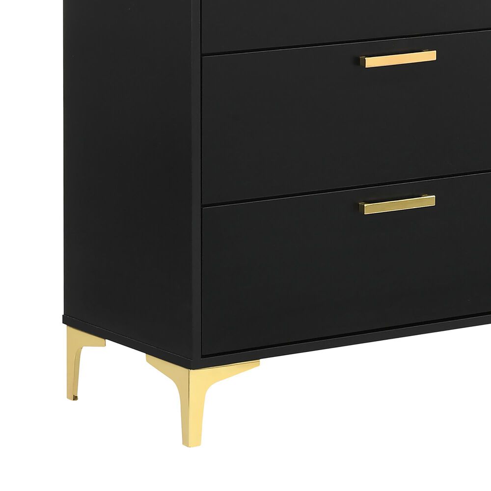 Pacific Landing Kendall 4-Piece Queen Upholstered Bedroom Set in Black and Gold, , large