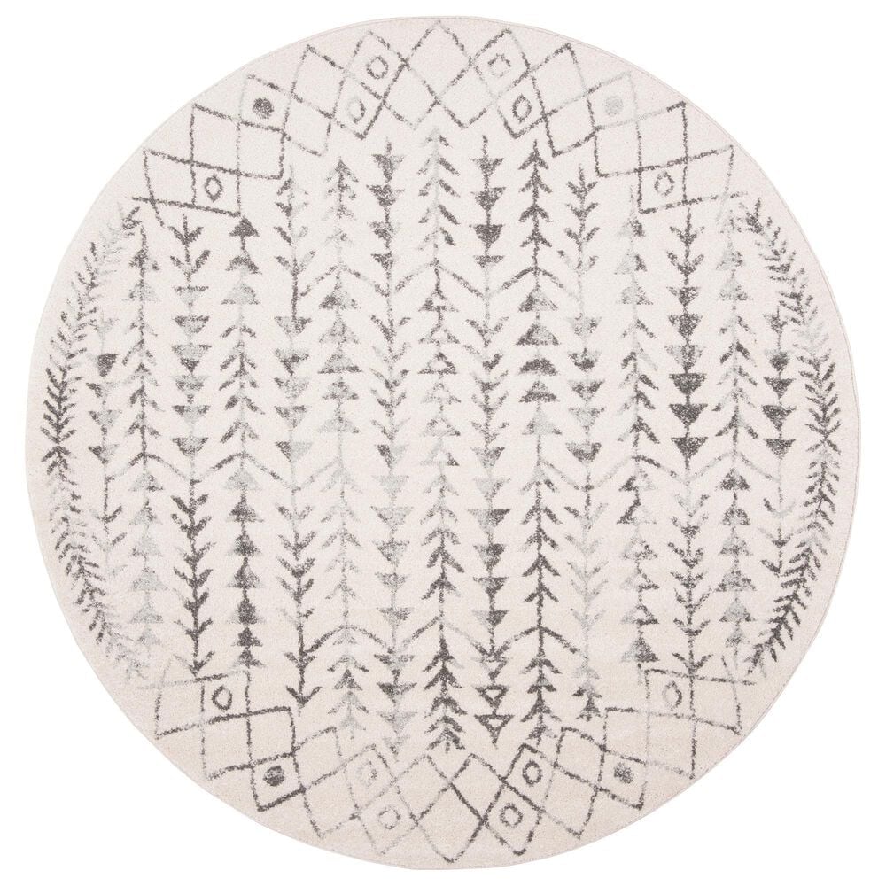 Safavieh Tulum TUL262A 3" Round Ivory and Grey Area Rug, , large