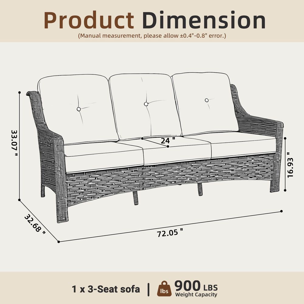 HOMLUX Outdoor Wicker Conversation Sofa in Dark Gray, , large