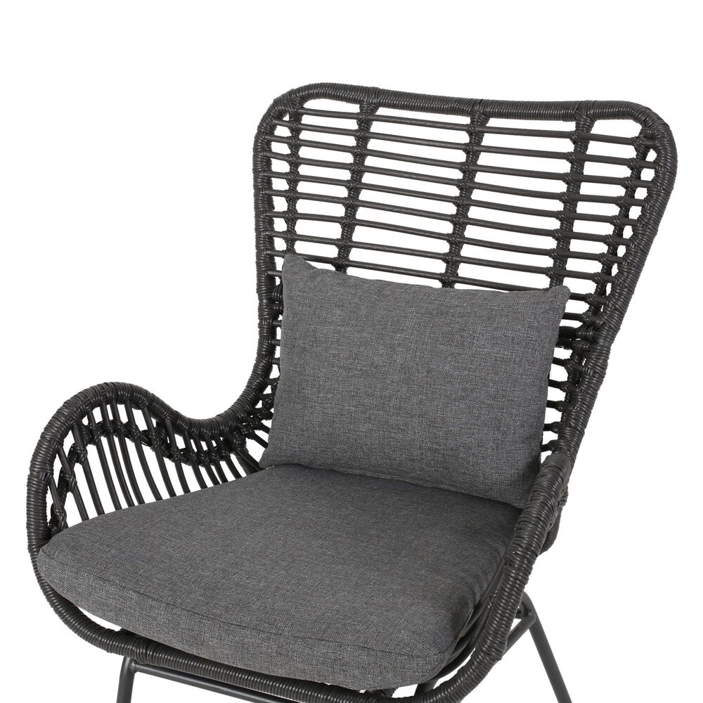 Hearth and Haven Tapscott Patio Club Chair with Dark Gray Cushion in Grey &#40;Set of 2&#41;, , large