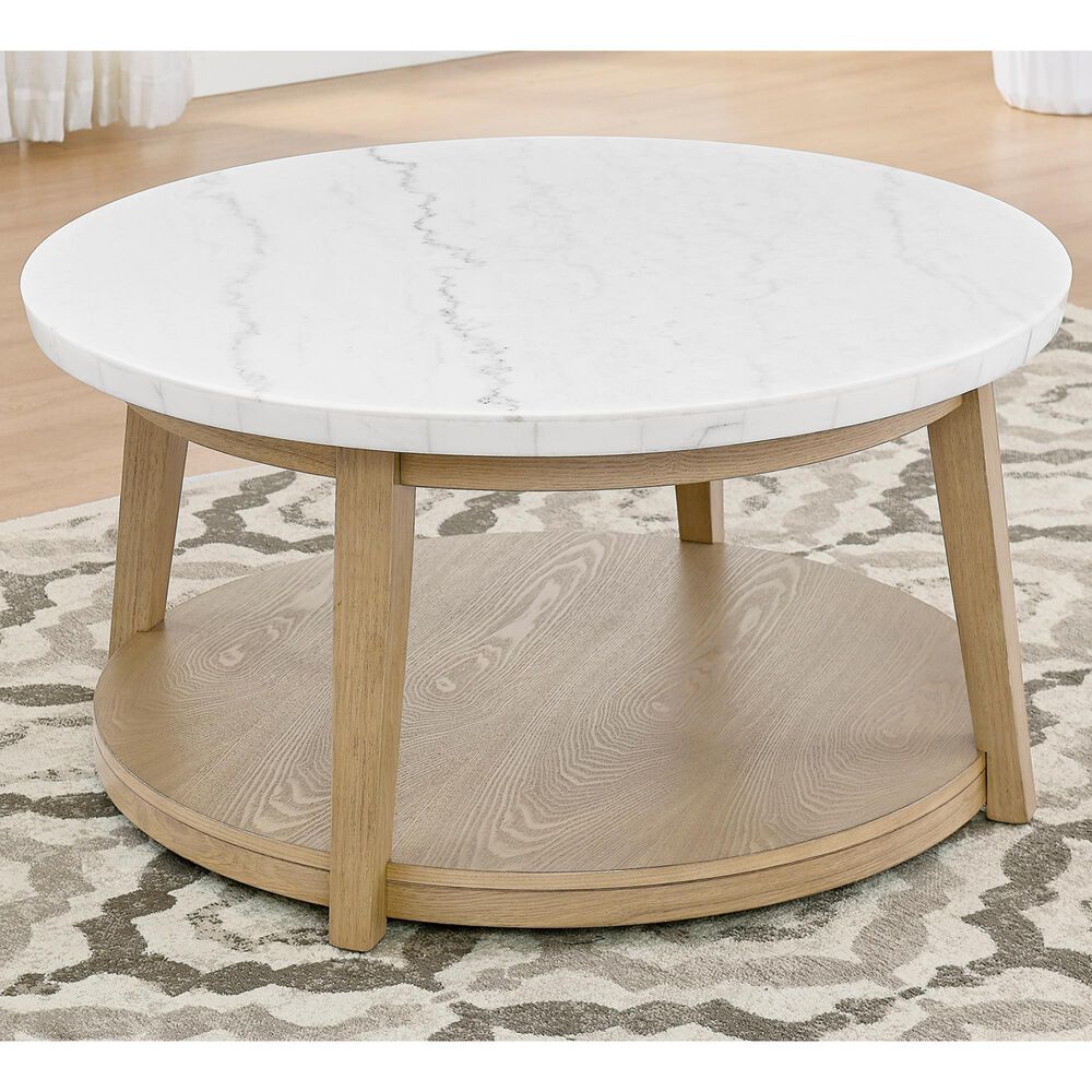 Crystal City Vida Cocktail Table with Casters in Burnished Blonde and White, , large