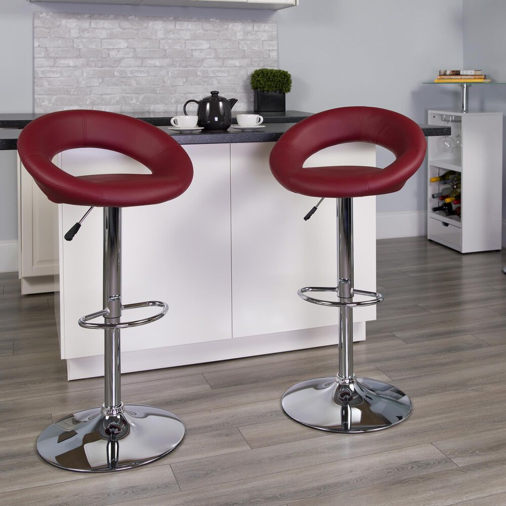 Flash Furniture Adjustable Barstool in Burgundy, , large