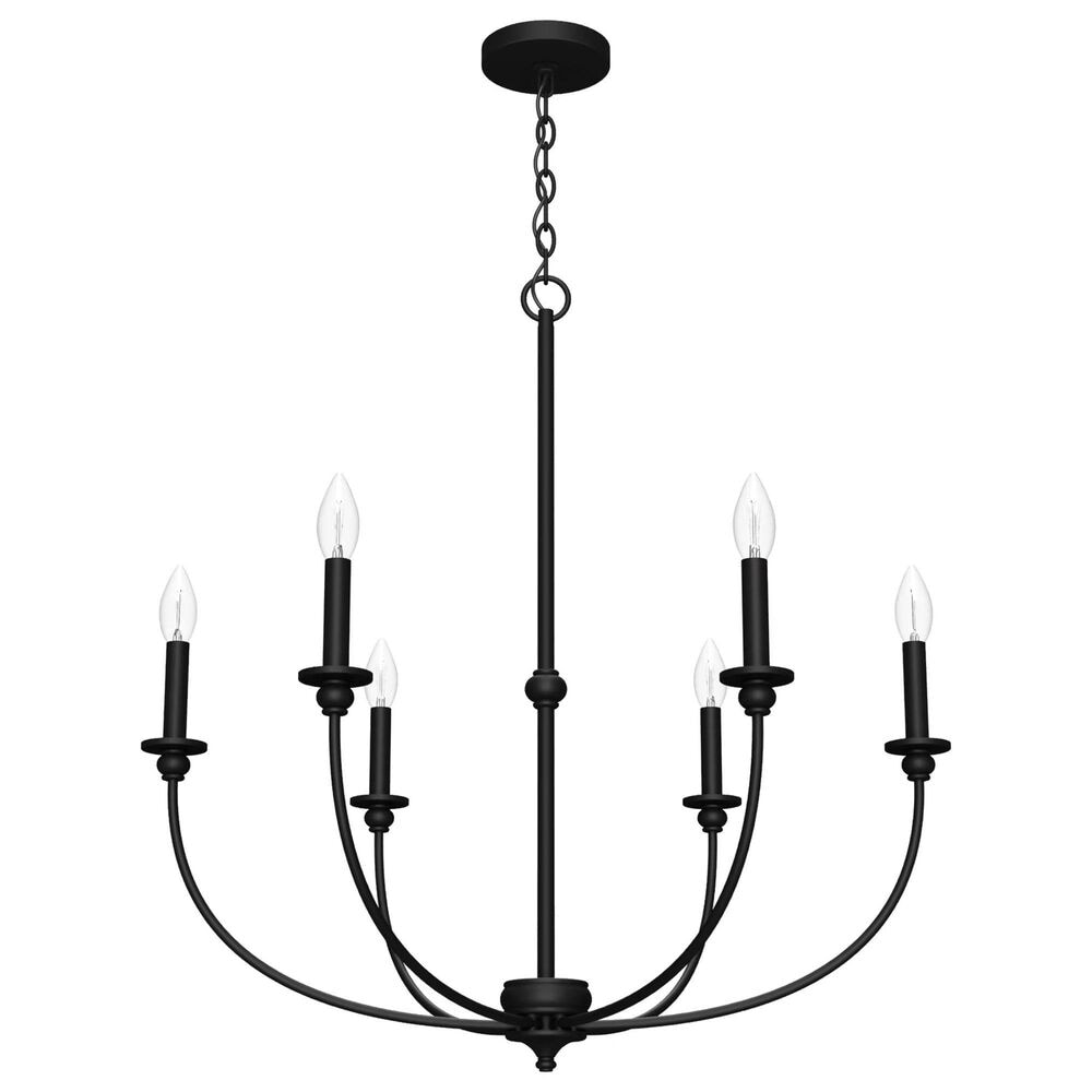 Hunter Southcrest 6-Light Chandelier in Flat Matte Black, , large