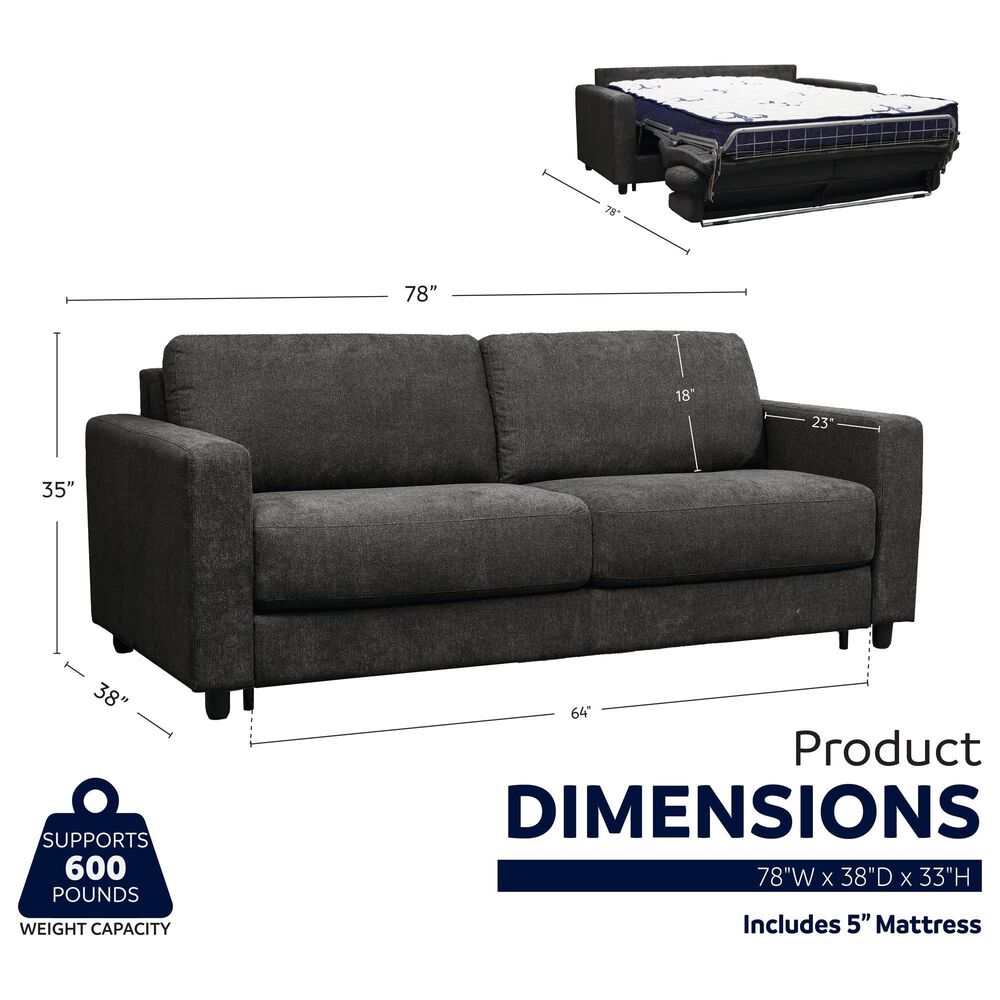 Primo International Giotto Sleeper Sofa in Nashville Anthracite, , large