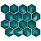 Dal-Tile Artefino Jewel Aquamarine 3" Pyramid Hexagon Apex on 11" x 12" Porcelain Mosaic Sheet, , large