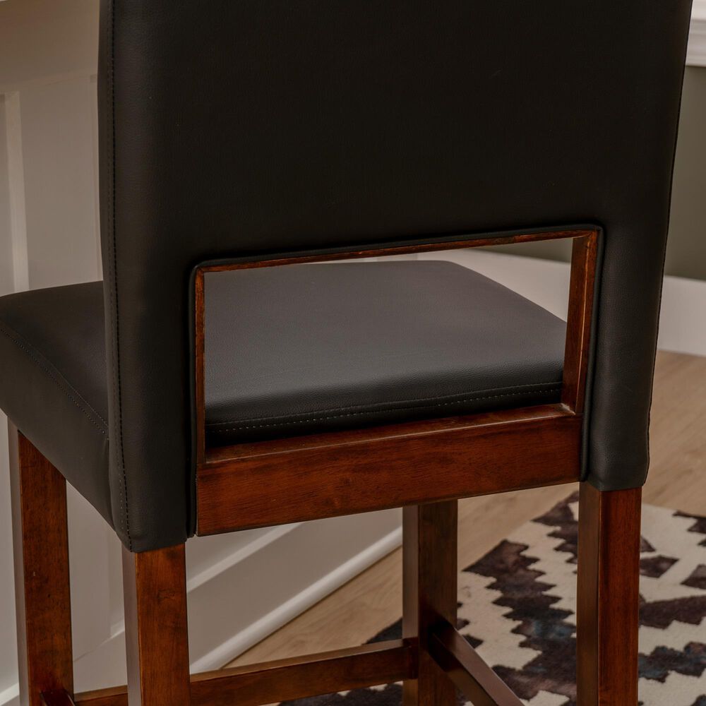Linon Home Decor Vega Counter Stool with Black Cushion in Espresso, , large
