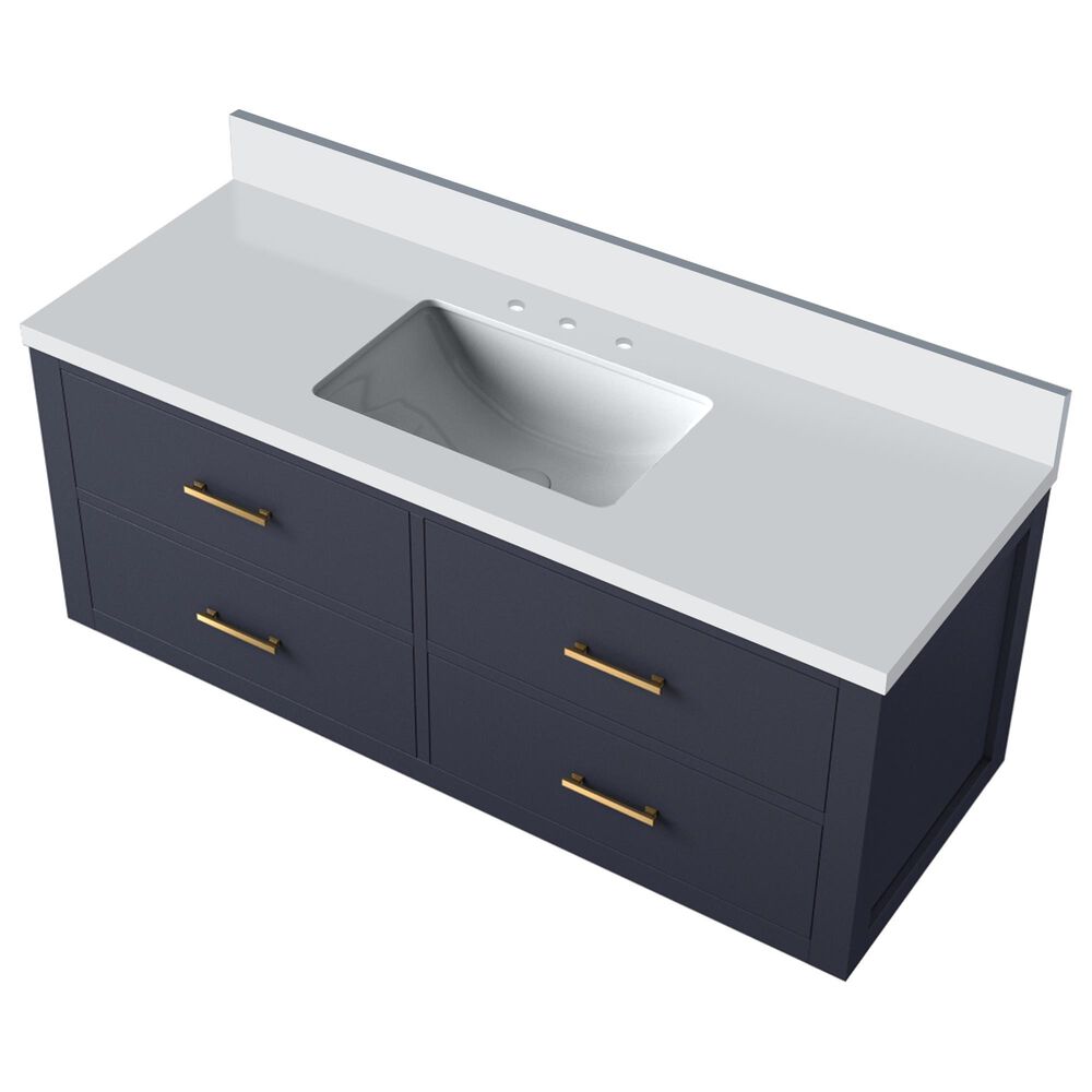 Lexora Home Castor 48&quot; Single Bathroom Vanity in Blue with 2 cm White Quartz Top and Rectangular Sink, , large