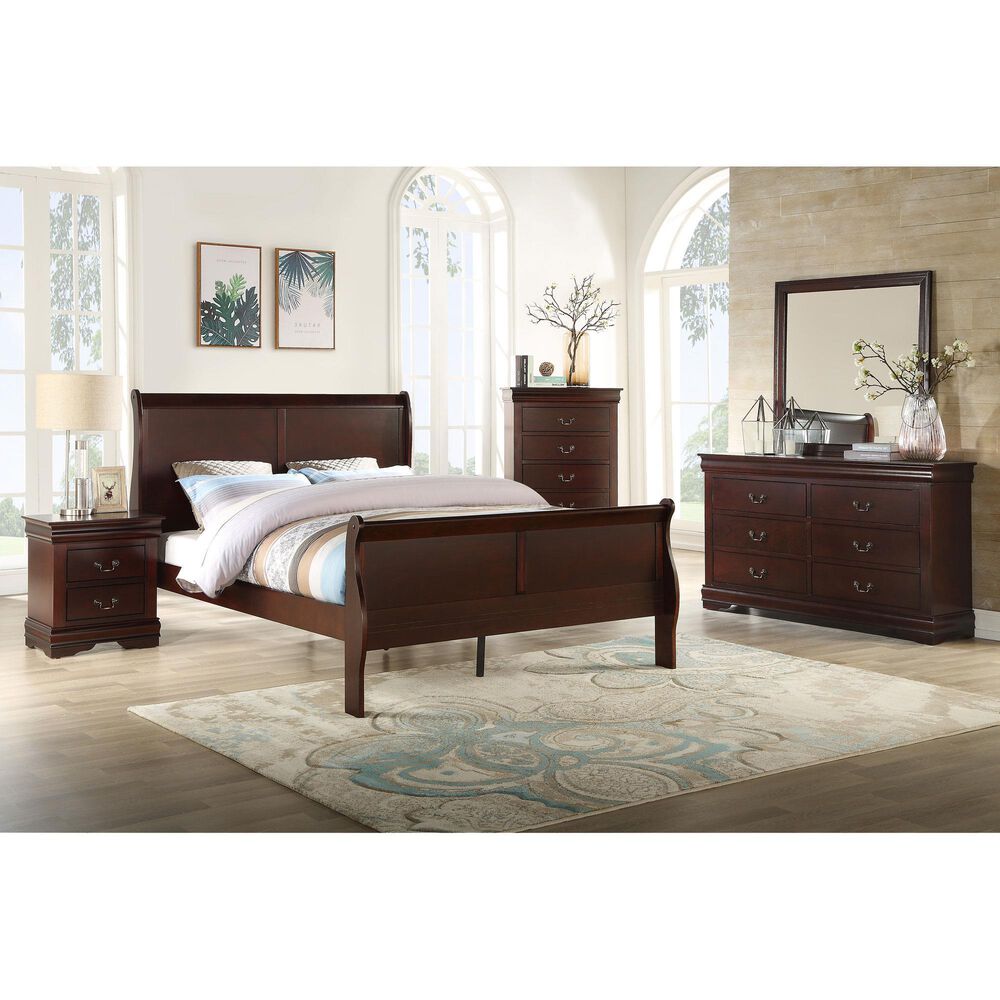 Crown Mark Louis Philip 6 Drawer Dresser Only in Cherry, , large