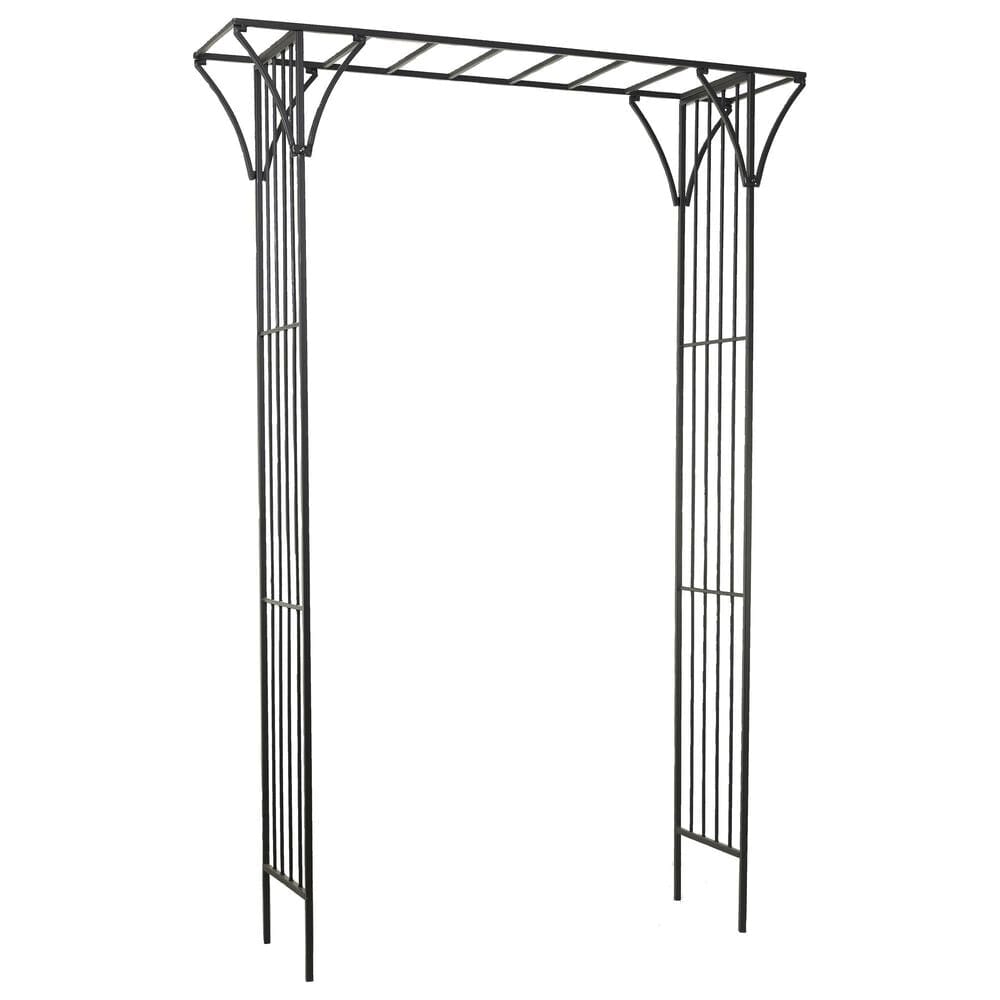 Maple and Jade Garden Arbor with Lattice Work Sides in Matte Black, , large
