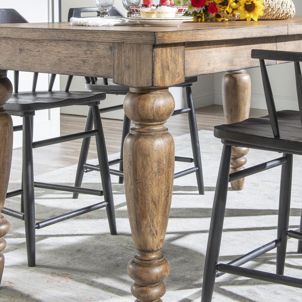 Legacy Classic Furn Direct Shp Vintage Market Counter Height Dining Table in Barnwood Oak with 2-12&quot; Leaves, , large