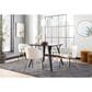 LumiSource Claire Arm Chair with White Faux Leather Cushion in Gold (Set of 2), , large