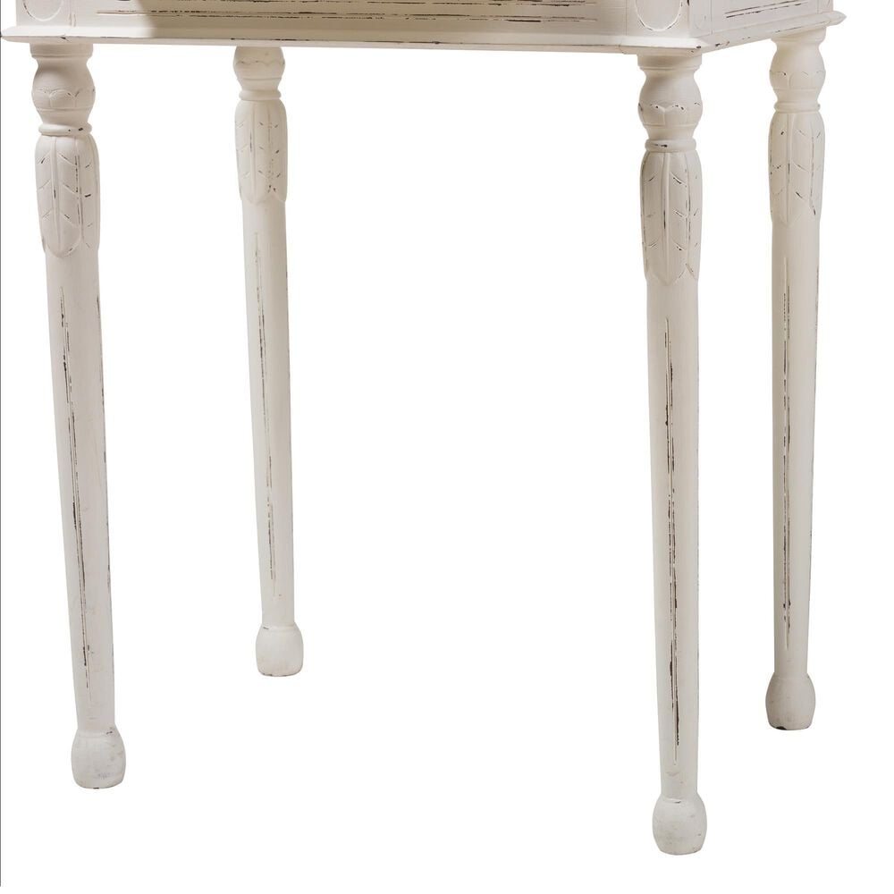 Baxton Studio Anjou Accent Dressing Table with Mirror in Distressed White and Light Brown, , large