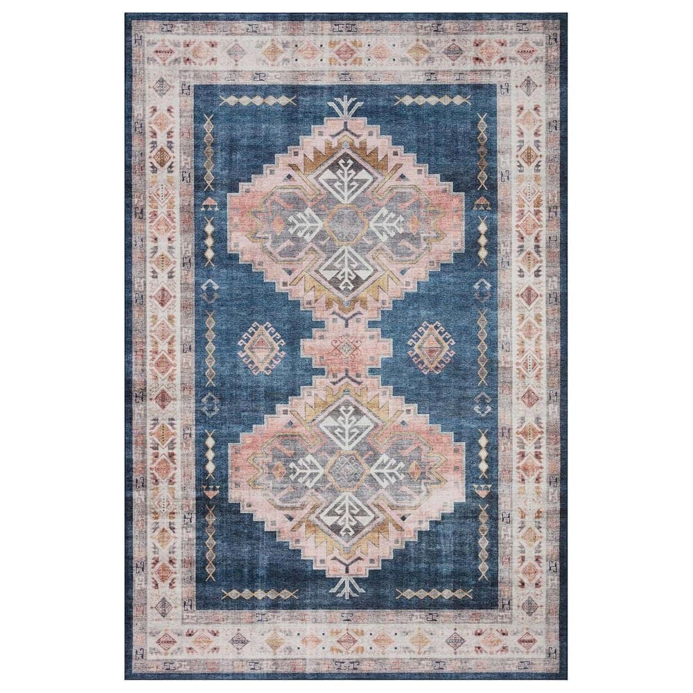Loloi II Heidi 6" x 9" Denim and Blush Area Rug, , large