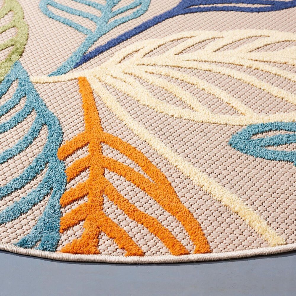 Safavieh Cabana 6&#39;7&quot; Round Ivory and Green Area Performance Rug, , large