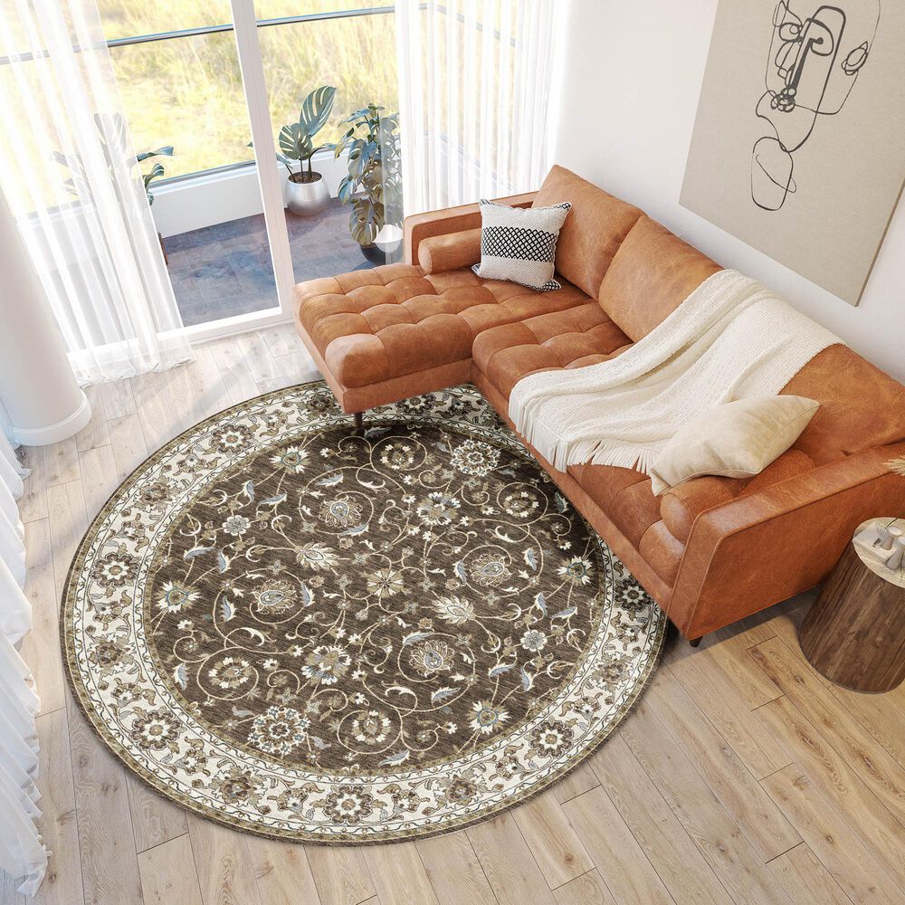 Dalyn Rug Company Hatay HY1 8&#39; Round Chocolate Area Rug, , large
