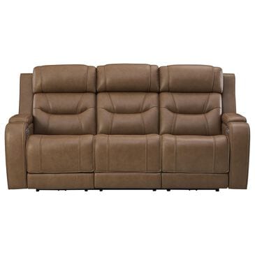 Ashley Knightington Power Reclining Sofa with Audio Seating in Caramel, , large