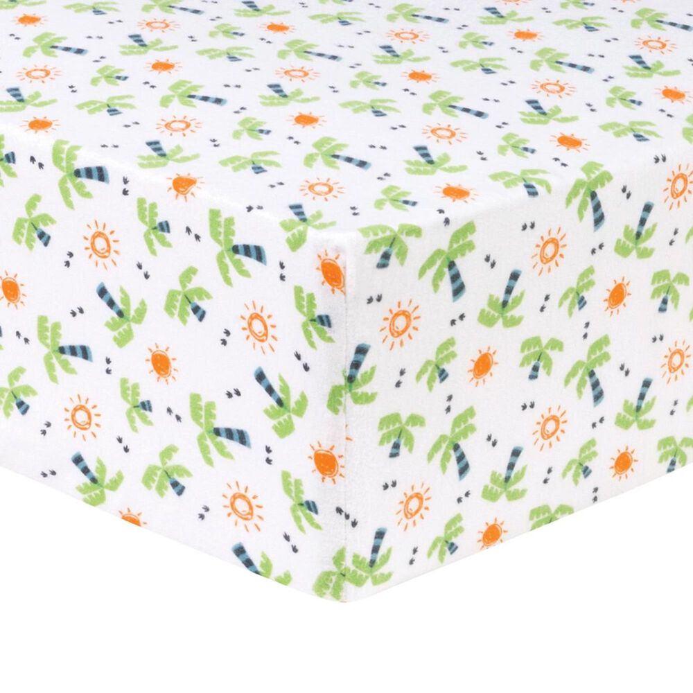 Trend Labs Palm Deluxe Flannel Fitted Crib Sheet in White, , large