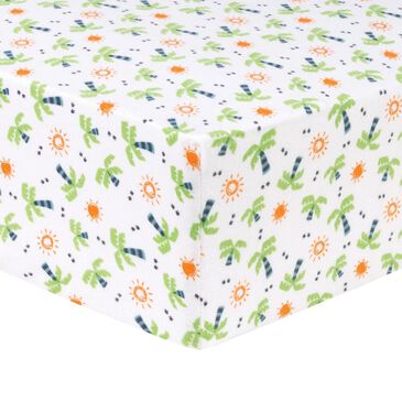 Trend Labs Palm Deluxe Flannel Fitted Crib Sheet in White, , large