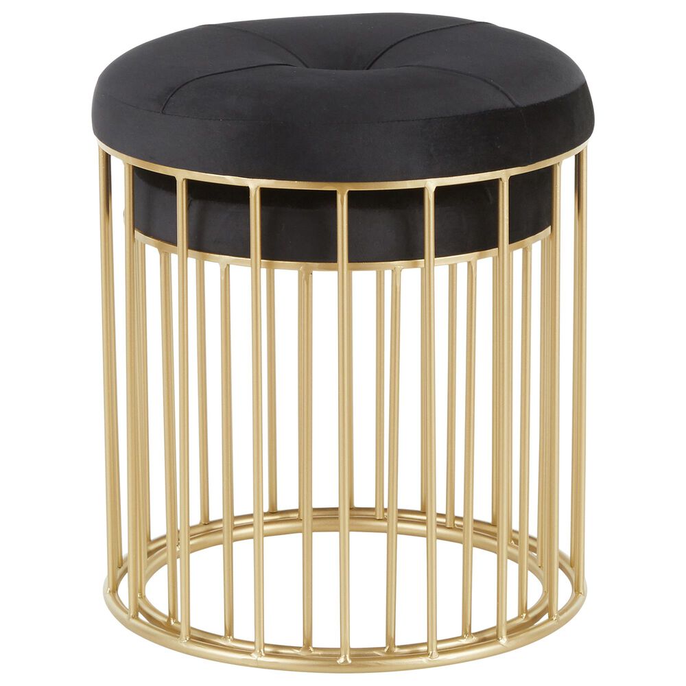 Lumisource Canary 2-Piece Nesting Ottoman Set in Black Velvet and Gold, , large