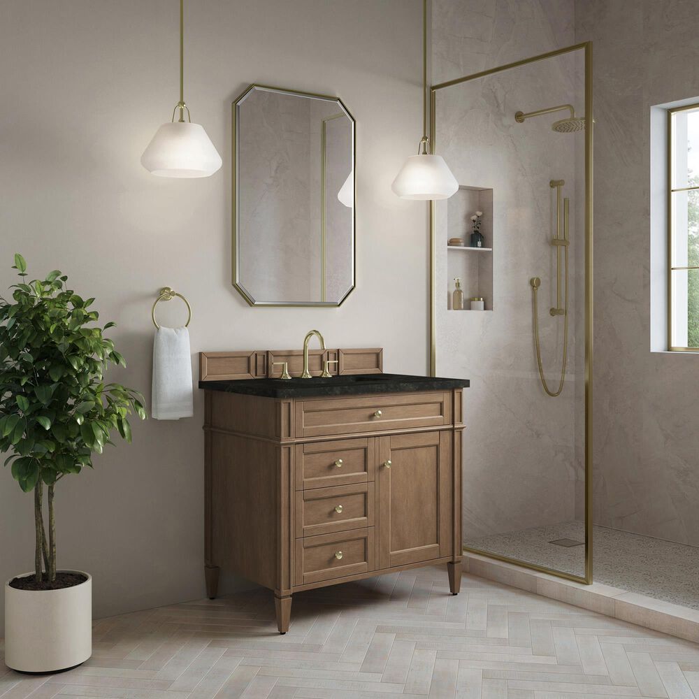 James Martin Brittany 36" Single Bathroom Vanity in Pecan with 3 cm Phantome Eclos Top and Rectangular Sink, , large