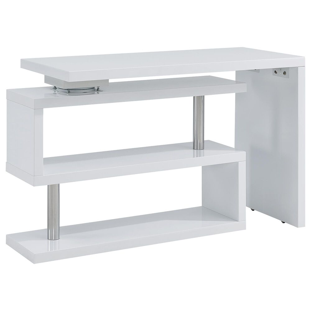 Southern Enterprises Yatesling Corner Desk in White/Chrome, , large