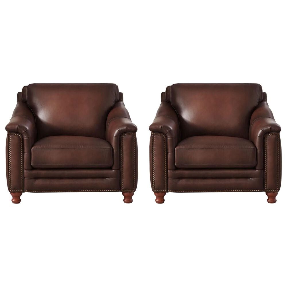 Hydeline Belfast Leather Accent Chair in Caramel Brown (Set of 2), , large