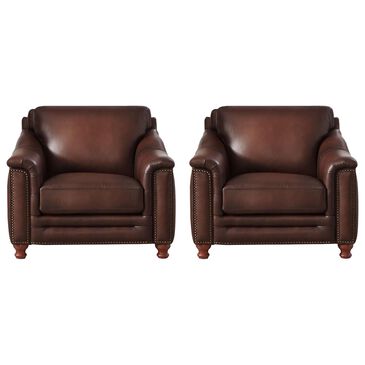 Hydeline Belfast Leather Accent Chair in Caramel Brown (Set of 2), , large