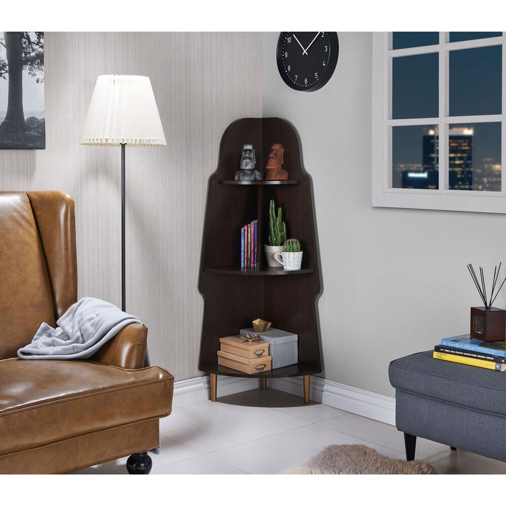 Furniture of America Carter 3-Shelf Corner Bookcase in Espresso, , large