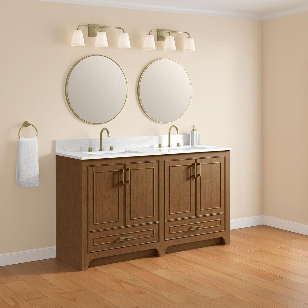 37B Lucerne 60" Double Bathroom Vanity in Dark Maplewood with Marble Top and Backsplash, , large