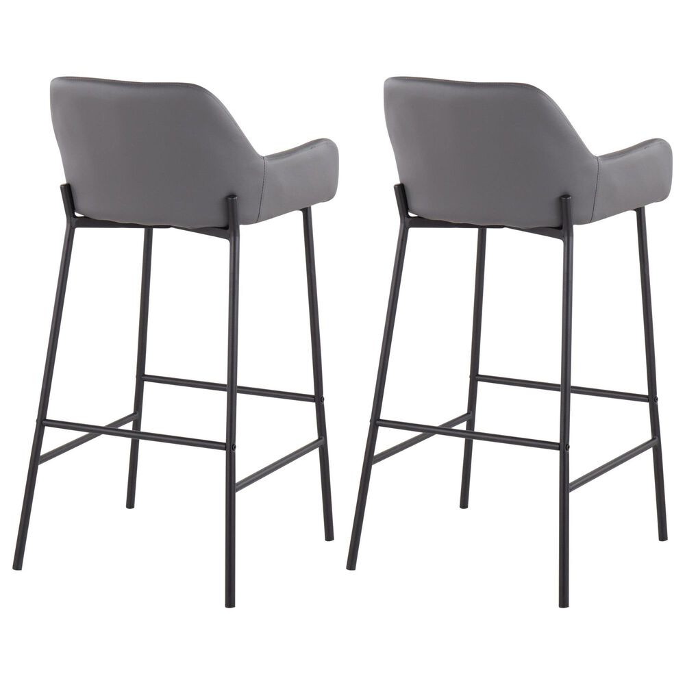 LumiSource Daniella Bar Stool with Grey Upholstery in Black (Set of 2), , large