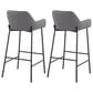 LumiSource Daniella Bar Stool with Grey Upholstery in Black (Set of 2), , large