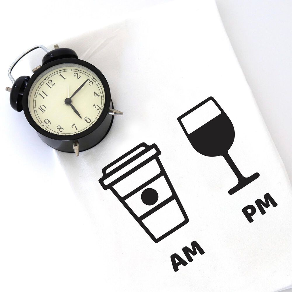 Wildwood AM PM 30" x 30" Kitchen Towel in White, , large