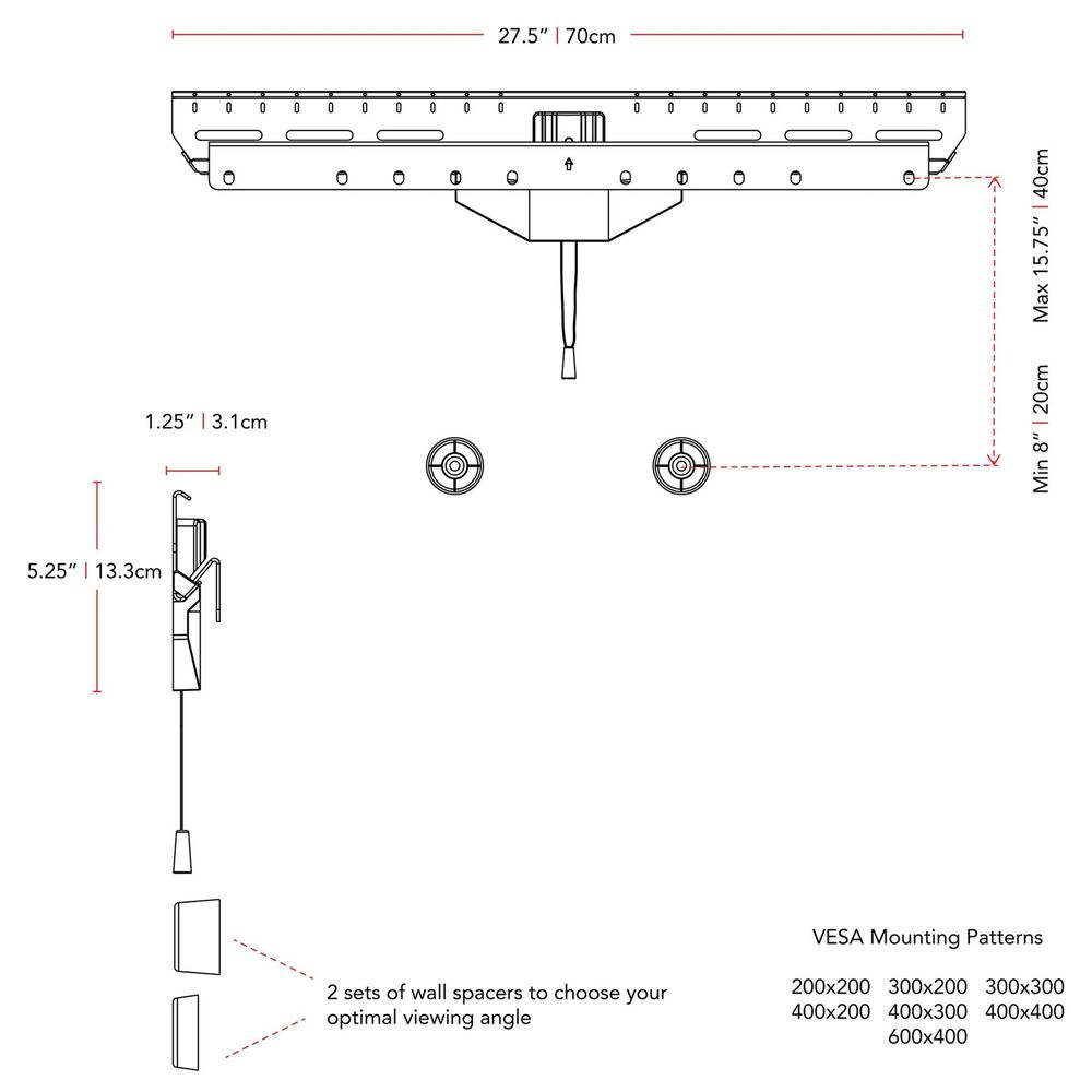 CorLiving Low Profile TV Mount in Black, , large