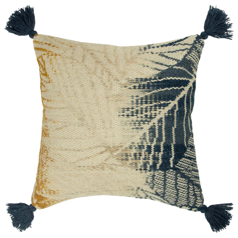Rizzy Home Botanical 20" Pillow Cover in Dark Teal and Yellow, , large
