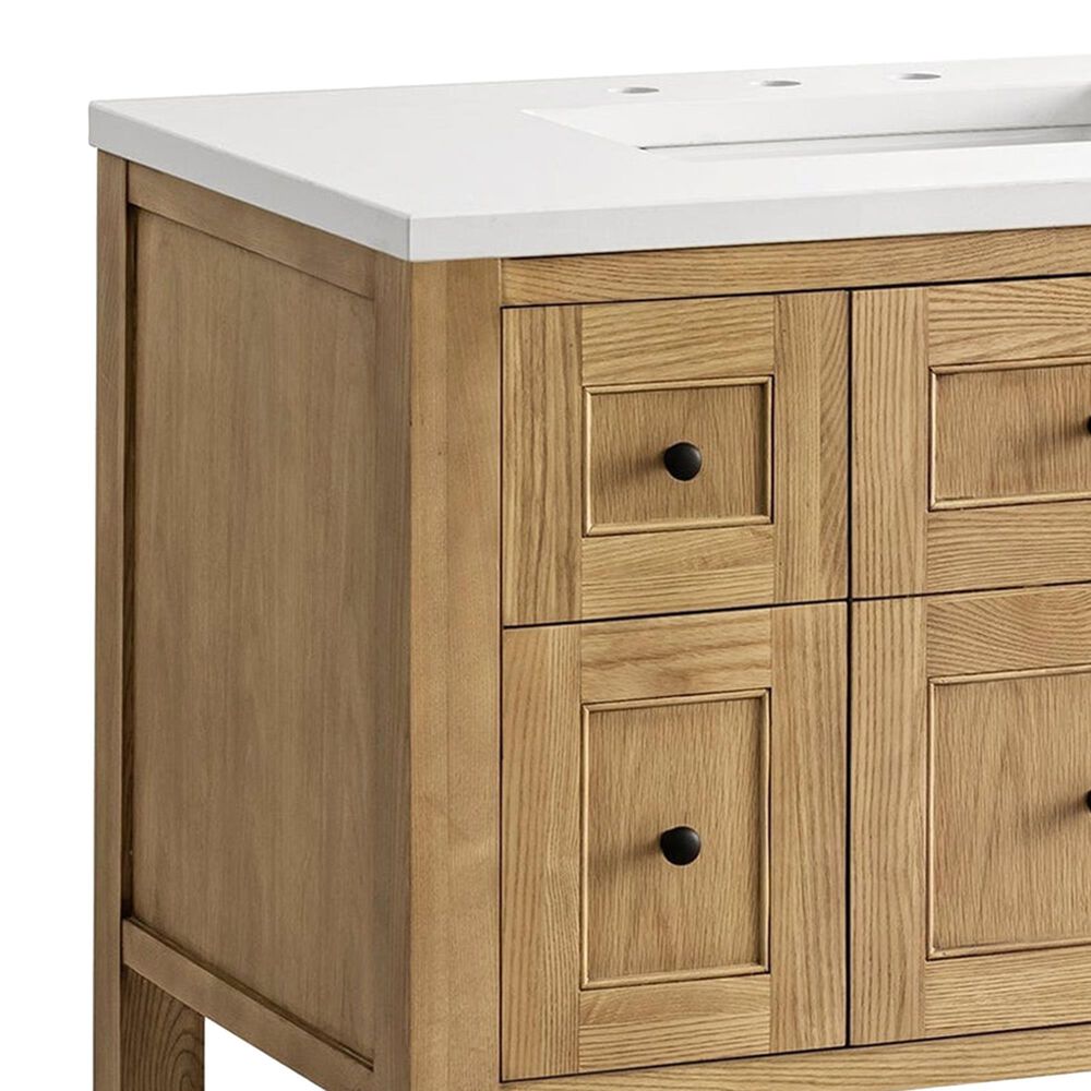 James Martin Vanities Breckenridge 36&quot; Single Bathroom Vanity in Light Natural Oak with 3 cm White Zeus Quartz Top and Rectangular Sink, , large