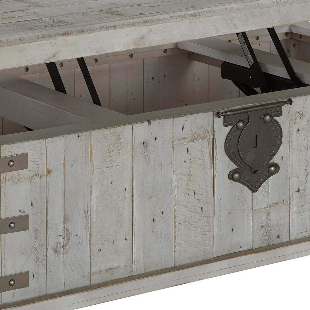Ashley Carynhurst Lift Top Coffee Table in White Wash Gray, , large