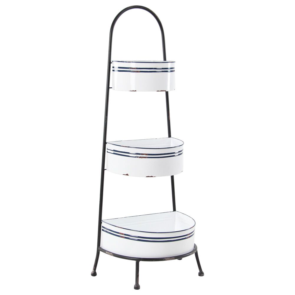Maple and Jade 38" x 14" 3-Tiered Display Stand in White, , large