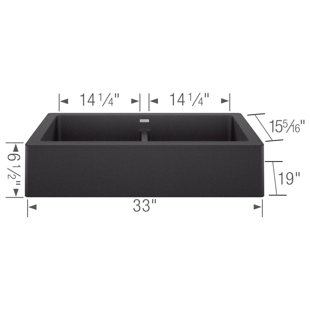 Blanco Vintera 33&quot; Equal Double Apron Farmhouse Sink in Anthracite, , large