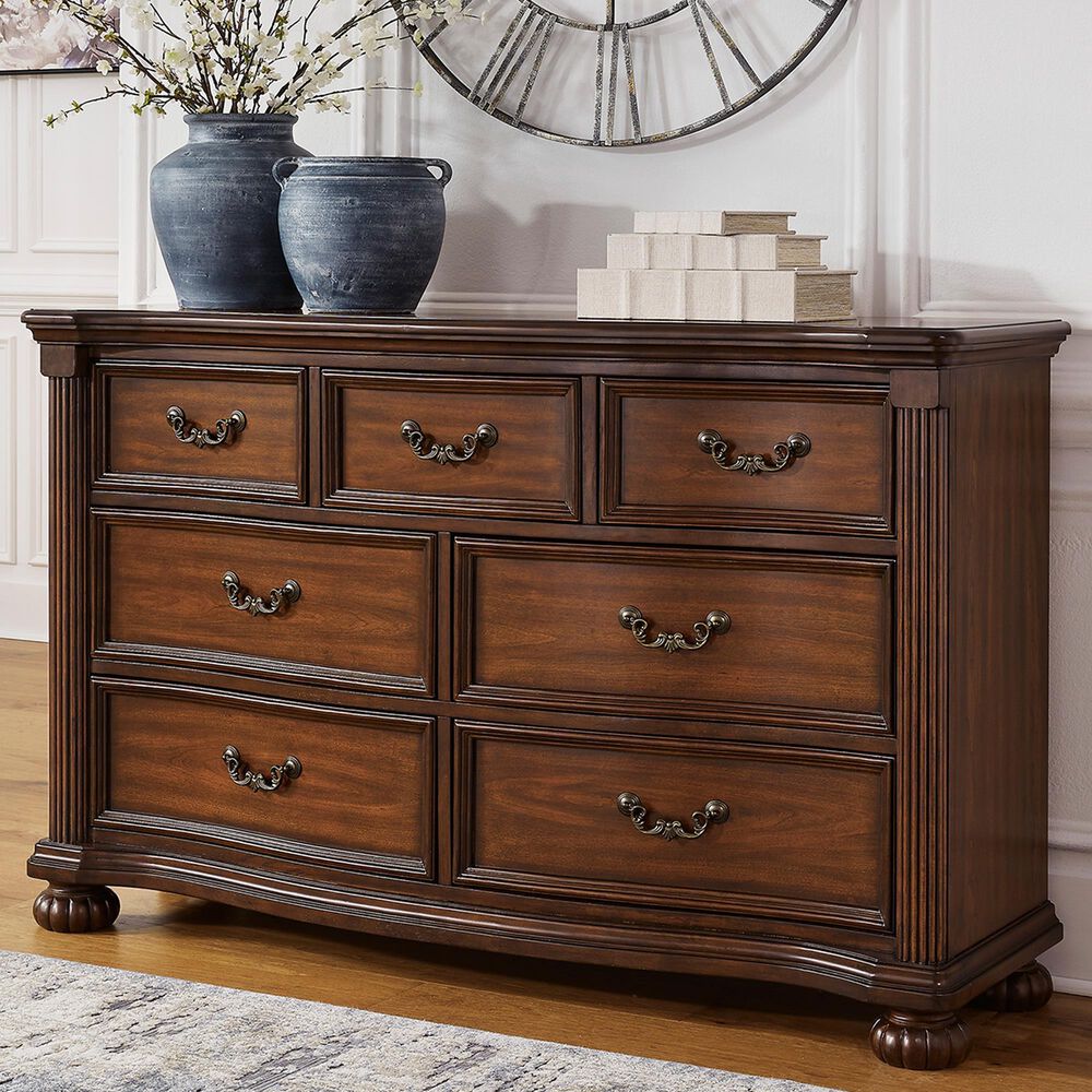 Ashley Lavinton 7-Drawer Dresser in Cherry Brown, , large