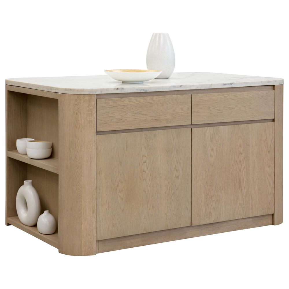 Club Collection By Sunpan Romilly Kitchen Island in Light Wash and White, , large