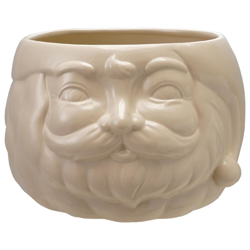 Creative Coop Stoneware Santa Head Bottle Cooler in White, , large