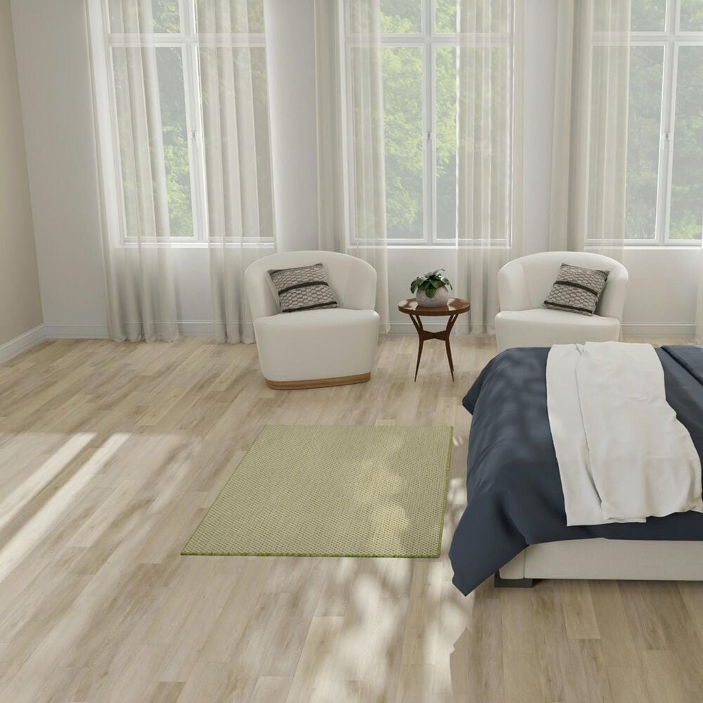 Nourison Courtyard Ivory and Green 3&#39; x 5&#39; Indoor/Outdoor Area Rug, , large