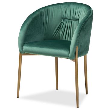 Baxton Studio Ballard Dining Chair in Green and Gold, , large