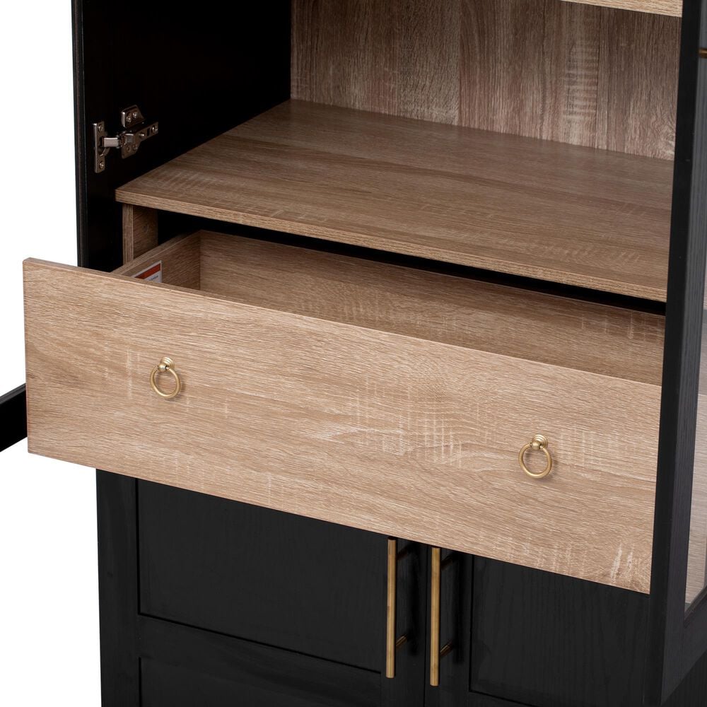 HOMLUX HOMLUX 71" Tall Arched Kitchen Pantry Cabinet with Door Shelves, Farmhouse Kitchen Storage Cabinet with Open &amp; Adjustable Shelves, Hidden Drawer &amp; Glass Door, Cupboard for Kitchen, Dining Room, Black, , large