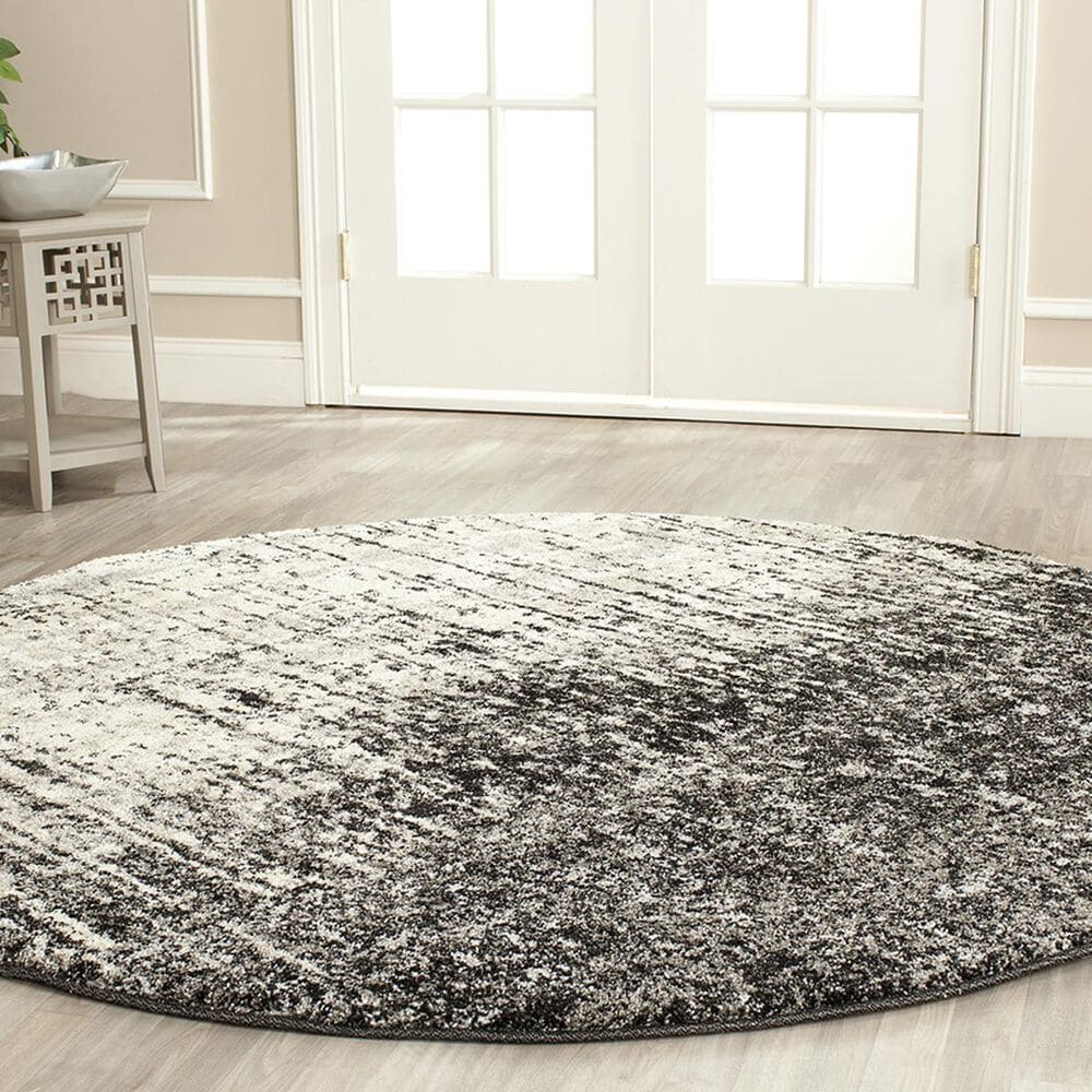 Safavieh Retro RET2770-9079-6R 6" Round Black/Light Grey Area Rug, , large