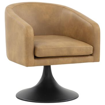 Safavieh Nancy Leather Pedestal Chair in Light Brown, , large