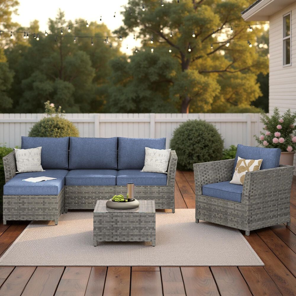 HOMLUX 6-Piece Patio Conversation Set in Denim Blue, , large
