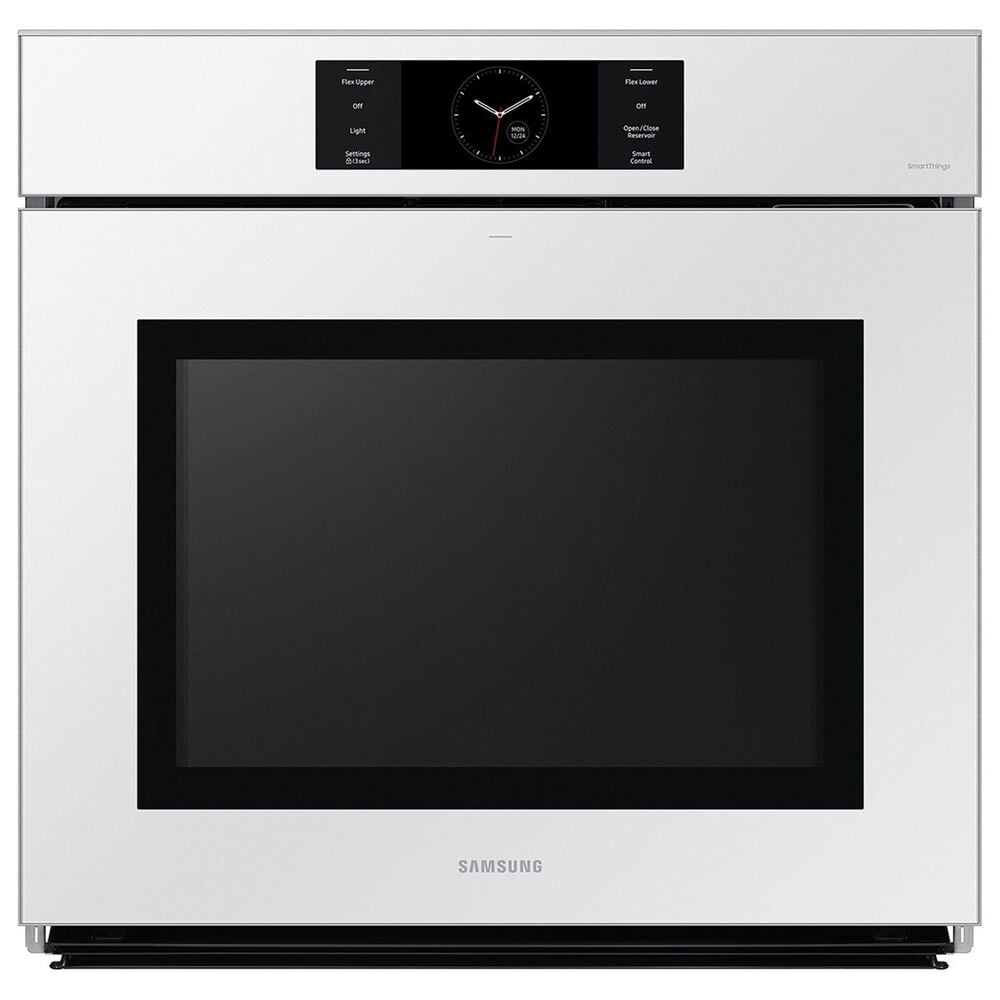 Samsung Bespoke 30&quot; Single Electric Wall Oven with Convection in White Glass &amp; 36&quot; Electric Cooktop in Stainless Steel, , large